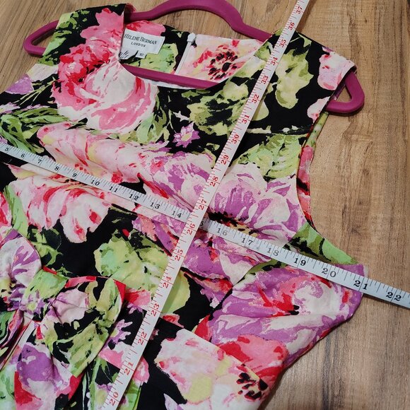 pink floral british tea garden bow-tie sleeveless sundress - Picture 6 of 7